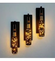 Öğretmenler Günü, Retro Yeşil Şişeli Led Işıklı, Mat Siyah Aplik, 3 lü Set