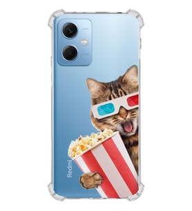 PrintiFy Xiaomi Redmi Note 12 5G Uyumlu Kedi 1 Baskılı Şeffaf Köşe Korumalı Antişok Kılıf