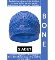 #Bone Esnek Yumuşak Silikon Havuz Deniz Yüzme Kulağa Su Geçirmez Büyük Beden Saç Bonesi 2 Adet