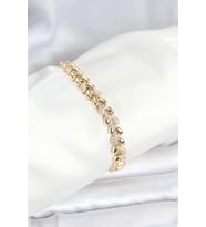 Pirinç Gold Renk VIP Seri Sarmal Damla Model Zirkon Taşlı Kadın Bileklik - TJ-BB8268