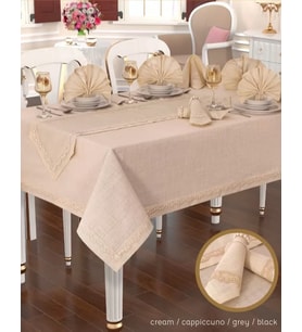 Zara Linen 12 Kişilik 26 Parça 155 × 220 cm Premium Sofra Takımı