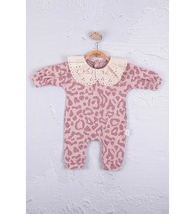 Leopar Dama Desenli % 100 Pamuk Kız Bebek Tulum