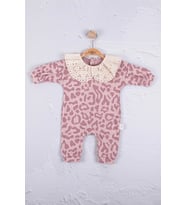 Leopar Dama Desenli % 100 Pamuk Kız Bebek Tulum