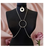 Siyah Kadife Choker - İkili Kadın Vücut Zinciri (Beyaz)