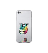 iPhone 8 ile Uyumlu Splash Tembel Hayvan Tasarımlı Şeffaf Silikon Kılıf