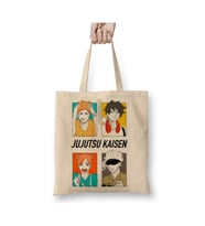 Jujutsu Kaisen İcons Beyaz Bez Çanta Uzun Saplı Alışveriş Çantası Plaj Çantası