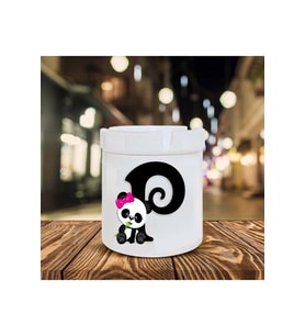 Panda Desenli P Harfi Baskılı Seramik Şık Küllük