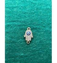 1.5 CM BRONZ ZİRKON TAŞLI NAZAR BONCUKLU KOLYE BİLEKLİK UCU TAKI YAPIMI