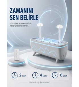 Uzaktan Kumandalı Aroma Difüzörü Sessiz Hava Nemlendirici Alev Efektli 2 4 8 Saat Zamanlayıcılı