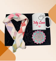 My Love Baskılı Kupa Bardak & Fular & Bardak Altlığı Hediye Seti