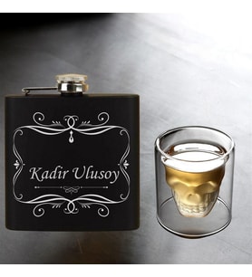 Kişiye Özel Cep Matarası ve Çift Çidarlı Kuru Kafa Bardak