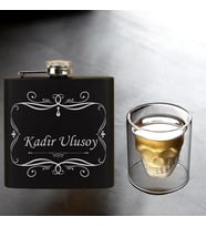 Kişiye Özel Cep Matarası ve Çift Çidarlı Kuru Kafa Bardak