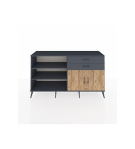 Hyperion Konsol 3 Raflı 2 Çekmeceli 2 Kapaklı 176x44x99 Antrasit-Çam/Antrasit