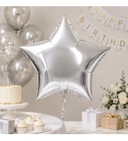 Gümüş Yıldız Folyo Balon 18 İnç 45 cm Doğum Günü Parti Süsü Dekorasyon Balonu