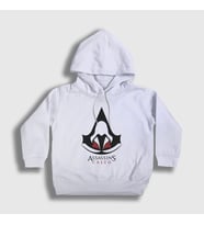 Presmono Unisex Çocuk Beyaz Robe Assassin's Creed Kapüşonlu Sweatshirt 24323tt