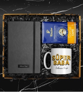 Babalar Gününe Özel Kişiye Özel Kupa & 250 Gram Tchibo Special Filtre Kahve & Kişiye Özel Defter Hediye Seti