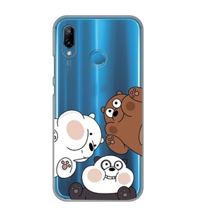 Huawei P20 Lite Uyumlu Kafadar Ayılar Desenli Şeffaf Telefon Kılıfı
