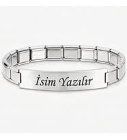Kişiye Özel İsim Yazılı İtalyan Charm Plakalı Unisex Çelik Bileklik scb93y (Beyaz)