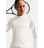Nike Court Advantage Dri-FIT Mid-Layer 1/4 Zip Tennis Top Kadın Uzun Kollu Dar Kesim Fermuarlı Yaka Tenis Üstü Kırık Beyaz