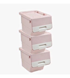 Geseus Motek Organızer Tekerlekli Eşya Ve Erzak Kutusu 3x12 Lt-Mt07 Pembe+Beyaz