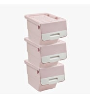 Geseus Motek Organızer Tekerlekli Eşya Ve Erzak Kutusu 3x12 Lt-Mt07 Pembe+Beyaz