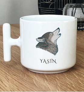 Kişiye Özel Kurt Baskılı Hediye T Kupa Bardak Babaya Kardeşe Hediye (Beyaz)