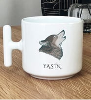 Kişiye Özel Kurt Baskılı Hediye T Kupa Bardak Babaya Kardeşe Hediye (Beyaz)