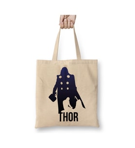 Thor Vingador Beyaz Bez Çanta Uzun Saplı Alışveriş Çantası Plaj Çantası