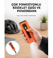 5000 mAh Bataryalı Bisiklet Farı COB Çakar Çok Fonksiyonlu Yeni Nesil