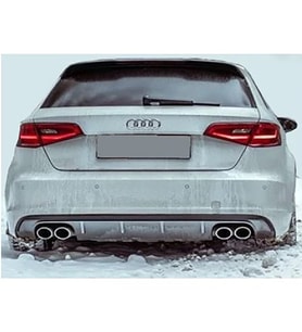 Audi A3 8v HB S3 Difüzör Sağ Sol Çift Çıkış Parlak Siyah Difizör 2012-2016 arka+bodykit+ek+karlık
