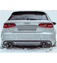Audi A3 8v HB S3 Difüzör Sağ Sol Çift Çıkış Parlak Siyah Difizör 2012-2016 arka+bodykit+ek+karlık