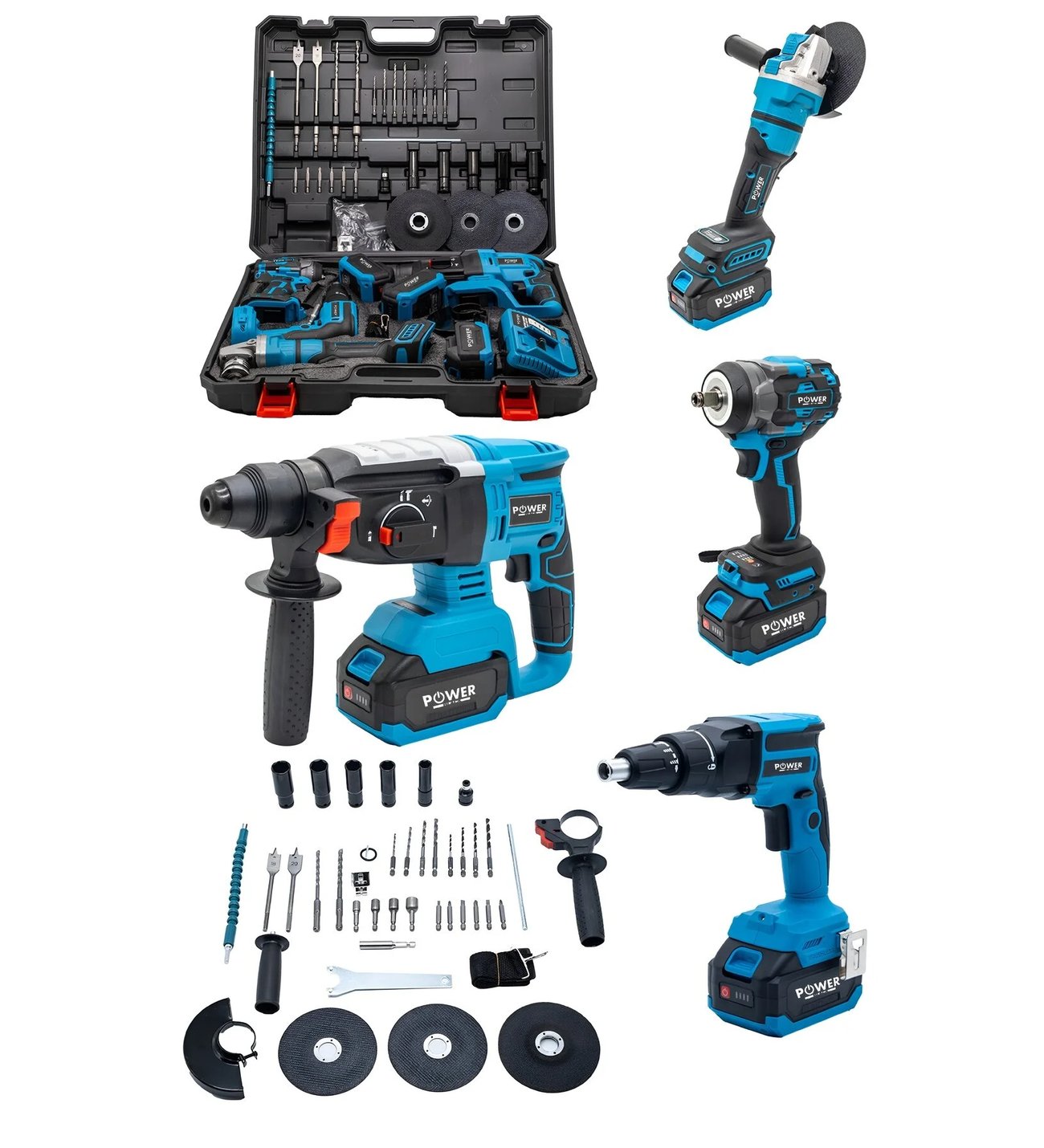 Power Black şarjlı alçıpanlı 4 lü set + vidalama + avuç taşlama +
