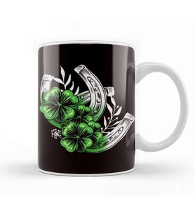 Horseshoe Lucky Shamrock Saint Patrick Day Ireland Irish Kupa Bardak Porselen