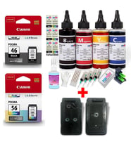 Canon E414/404/484/474 YAZICI KARTUŞU + FUL DOLUM SETİ PG-46/CL56 (Çok Renkli)