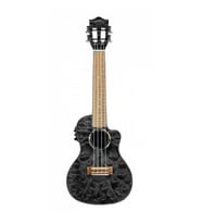 Lanikai QM-BKCEC Quilted Maple Concert Elektro Ukulele (Siyah)  Şık Siyah Burst Sahne Işıltısı