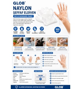 Glob Naylon Şeffaf Eldiven 100'lü