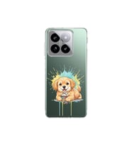 Xiaomi Mi 14 ile Uyumlu Splash Köpek Tasarımlı Şeffaf Silikon Kılıf