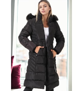 Dewberry Kadın %100 Polyester Kaban Siyah Z9758 Günlük Dış Giyim, Kazak ve Gömlek Kombini, Seyahat Gardırobu
