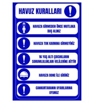 Havuz Kuralları 4 Uyarı Levhası