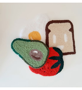 Miknitting, 4lü  Meyve Temalı Bardak Altlığı,  4lü takım  Dekoratif bardak altlığı, Punch Bardak altlığı, Elişi Bardak Altlığı, Bardak Altlığı Takım