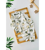 Miniğimin Cicileri Ayıcık Baskılı Penye Erkek Bebe Pijama Takımı - Yeşil