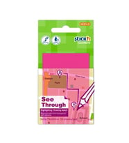 Hopax Stickn Yapışkanlı Not Kağıdı 76X51 Mm Saydam Neon Pembe 50 Yaprak