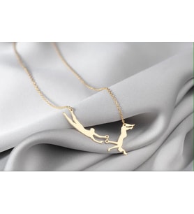 Kişiye Özel 925 Ayar Gümüş Şık Akrobat Figürlü Kolye (Gold)