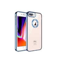 Apple iPhone 7 Plus Uyumlu Kılıf Kamera Korumalı Logo Gösteren Zore Omega Kapak (Açık Mavi)