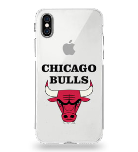 Apple iPhone XS Uyumlu Kamera Korumalı Tıpalı Kapak Chicago Bulls Tasarımlı Şeffaf Kılıf
