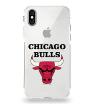 Apple iPhone XS Uyumlu Kamera Korumalı Tıpalı Kapak Chicago Bulls Tasarımlı Şeffaf Kılıf