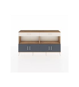 Arges Konsol 2 Raflı 2 Çekmeceli 4 Kapaklı 176x30x99 Çam-Antrasit/Aytaşı