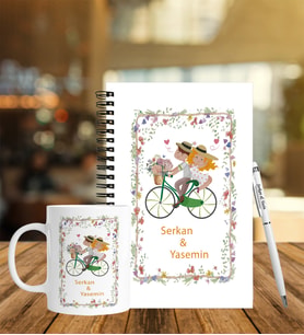 Sevgililer Gününe Özel Ahşap Defter Kalem & Kupa Hediye Seti 7
