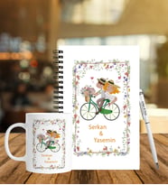 Sevgililer Gününe Özel Ahşap Defter Kalem & Kupa Hediye Seti 7