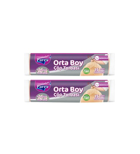 Büzgülü Çöp Torbası Vanilya Kokulu Orta Boy 15'li 55 x 60 cm İkili Paket